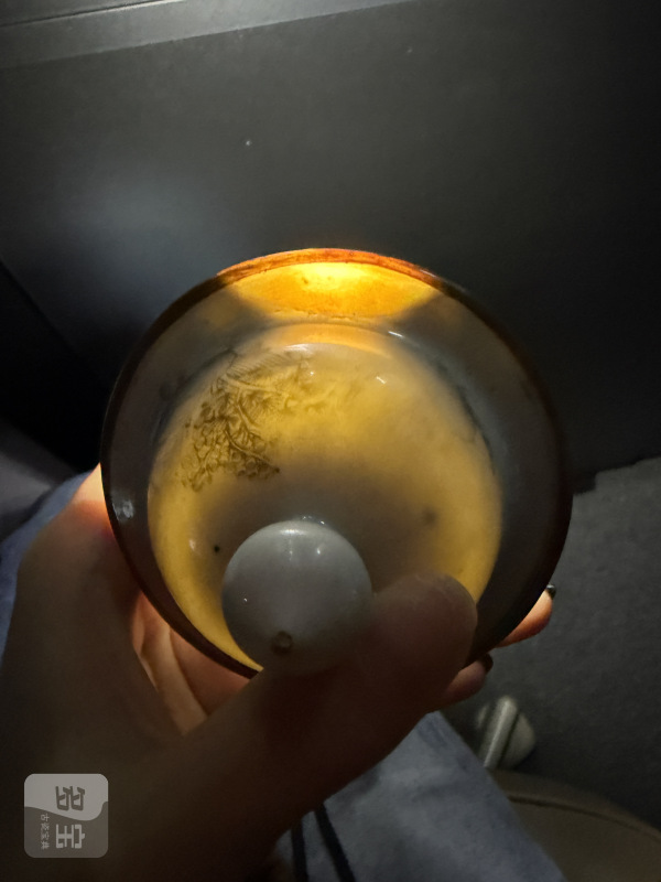 清雍正墨彩矾红描金山水楼阁纹盖瓶 - 图16